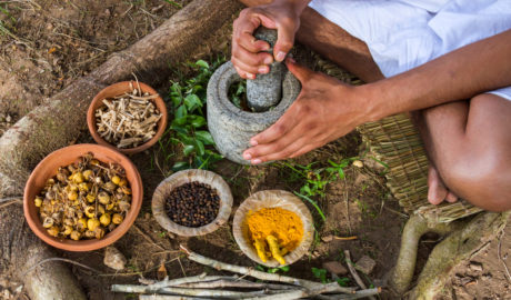 A,Young,Man,Preparing,Ayurvedic,Medicine,In,The,Traditional,Manner.
