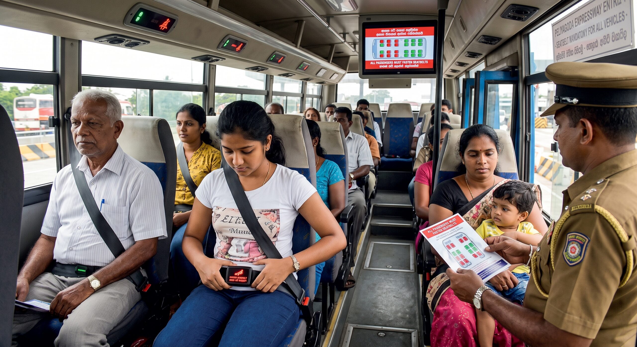 අධිවේගී මාර්ගයේ ආසන පටි නීතිය සැප්තැම්බර් 19 සිට බස් මගීන්ටත් අනිවාර්යයි