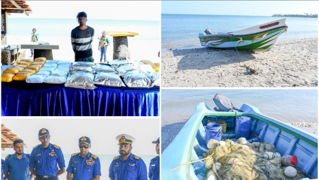 රු. බිලියන 1.5කට වැඩි වටිනාකමක මත්ද්‍රව්‍ය කිලෝ 81ක් යාපනයේදී නාවික හමුදා භාරයට